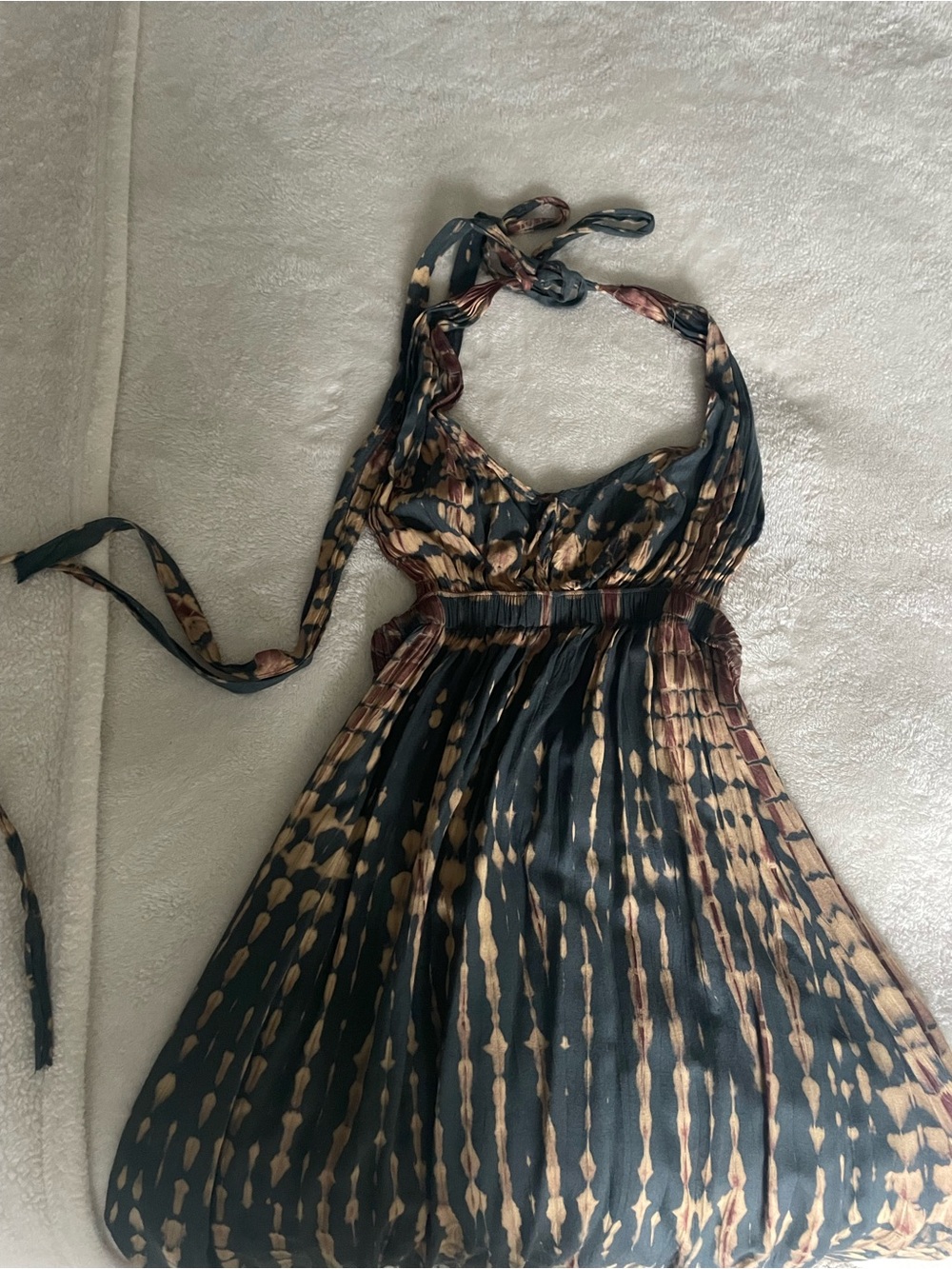 Title: Boho Tie Dye Backless Halter Maxi Dress Small | Thailand Resort Wear